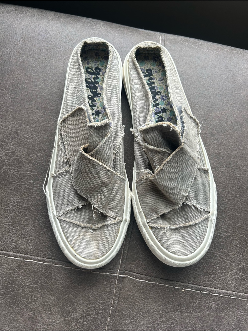 Gypsy Jazz Gray Frayed Slip-On Loafers